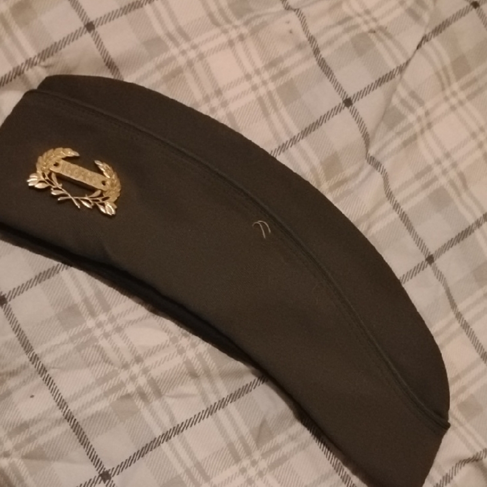 WoMen's Olive Green Cap with Gold Emblem